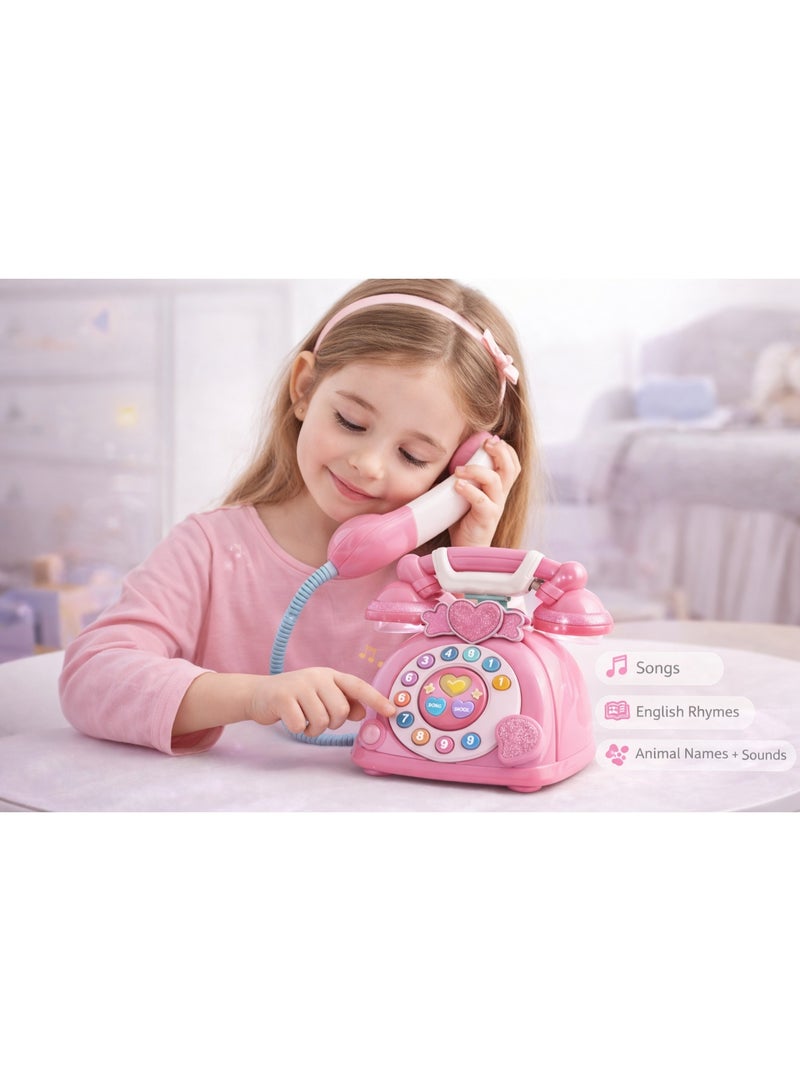 هاتف ألعاب تعليمي للأطفال بقرص أرقام دوّار – أغانٍ وأناشيد وأصوات حيوانات – لعبة تعلم وتسلية – مناسب من 3 سنوات - Image 1